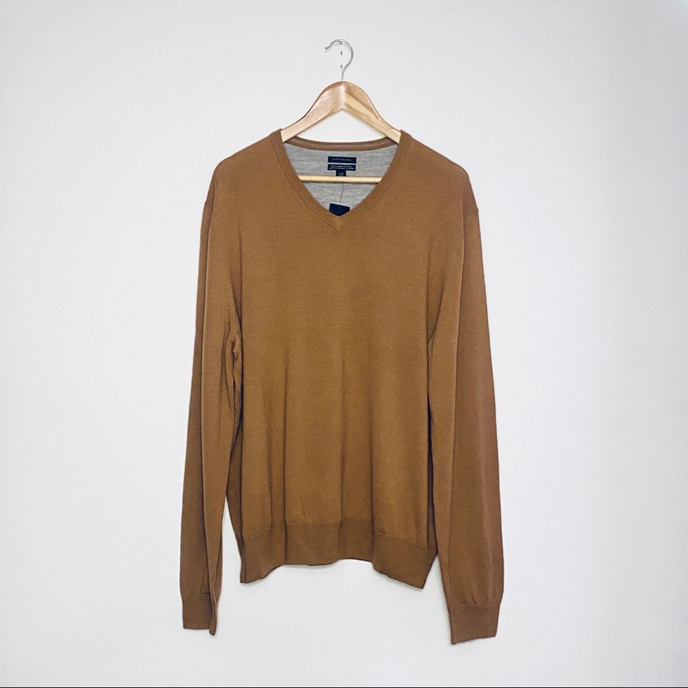 ATTITUDE | GOLDEN BROWN V NECK SWEATER - NWT